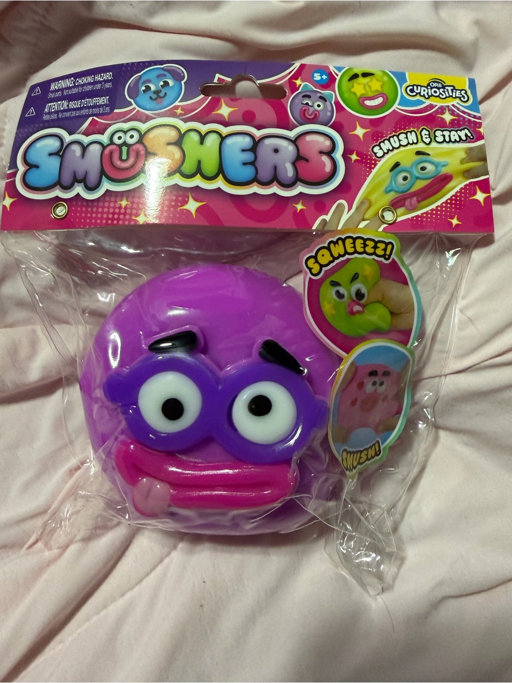 Orb Curiosities Smushers- Purple with removable Silly Face